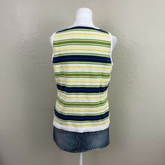 striped knit sleeveless top country club minimalist preppy coastal - Picture 4 of 6